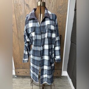 Ci Sono Blue and White Plaid Utility Jacket